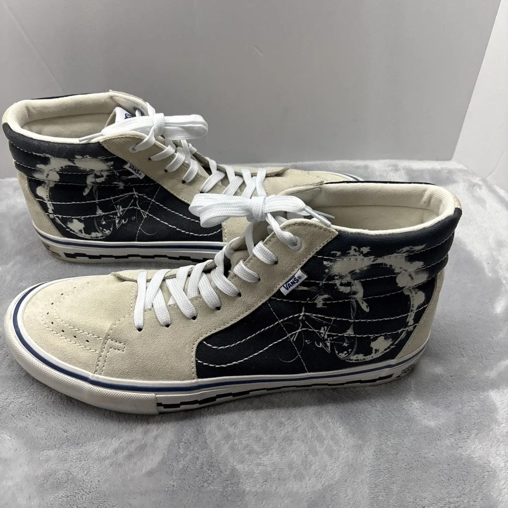 Vans Sk8-Hi Pro BMX Cream Black Graphic High Top Sneakers Mens 13